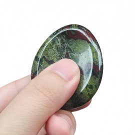 Afucats Natural Dragon Blood Jasper Crystal Water Drop Thumb Worry Indoor Decorative Stone,1.97 * 1.57 Inchs Stress Relief Gift for Anxiety