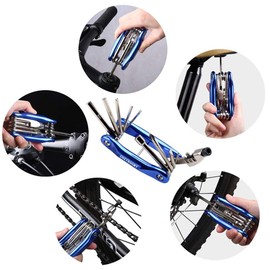 Cozyroomy multi-tool bicycle repair kit - bicycle tool set with bicycle multi-tool (with chain tool) and tyre repair tool bicycle portable tool bag, blue