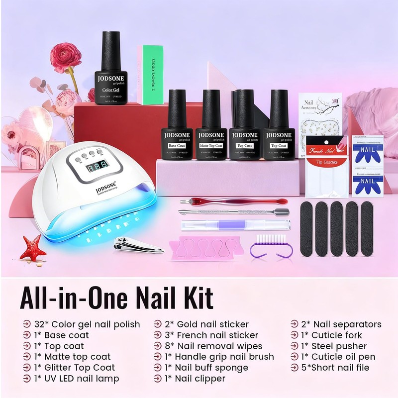 36Pcs Gel Nail Polish Kit with U V Light Crystal