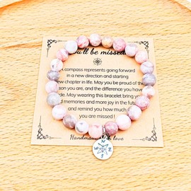 Coworker Colleague Leaving Goodbye Gifts for Women Natural Stone Bracelet Farewell Retirement Gift for Coworkers Moving Going Away Gift for Friend You Will be Missed Bracelets