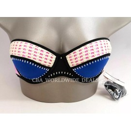 Victoria's Secret Purple & Blue Crochet Flirt Bandeau Swim Top 34B