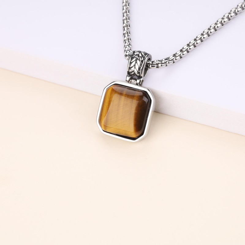 COAI Gift Ideas Men's Box Chain with Square Chain Pendant
