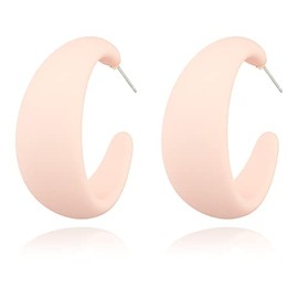 Selia Colourful Pastel Summer Trend Hoop Earrings - Lightweight Retro Hanging Boho Hoops - Natural Luminous Hippie Beach Earrings for Women, Brass