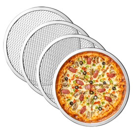 Vegena Pizza Tray Mesh Pizza Screen, 4PCS 12In Pizza Trays for Oven Non Stick, Pizza Pan Round Pizza Oven Trays, Aluminum Pizza Screen, Pizza Mesh Baking Trays Net for Oven Home Restaurant