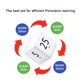 Pomodoro Cube Timer, Productivity Visual Timer 5/25/15/45 Minutes Preset, Desk Portable Rotating Multi Timers for ADHD Time Management Work Study Cooking Workout School