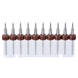 sourcing map PCB 0.1 mm Carbide CNC Engraving PCB Micro Drill 1/8 Inch Shank Pack of 10
