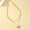 OSCCI Herringbone Butterfly Layered Necklace for Women Gold Plated Chunky