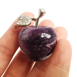 Manekieko Natural Amethyst Apple Crystals and Healing Stones Collectibles, 3 cm Healing Crystal Figure Sculpture Home Ornament Wedding Decoration