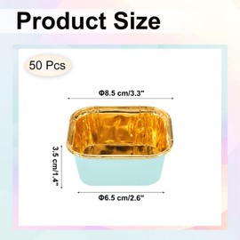 sourcing map 50 Pcs Single-Sided Aluminum Foil Cupcake Liners, Greaseproof Muffins Baking Cupcakes for Wedding Birthday Party Decoration, Light Green (Square)