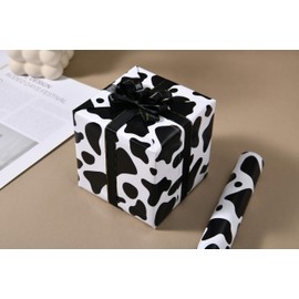 Sikiweiter Cow Print Wrapping Paper – 17 in x 16.4 ft – Black & White Animal Print Gift Wrap for Parties, Birthdays & Farmhouse Decor (Cow)