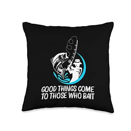 Cool Fishing Art For Men Women Fishermen Fish Hook Baiting Throw Pillow