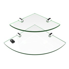 Expression Products Multi pack Acrylic Corner Shelves - 2 shelves - 150mm and 200mm, Free Trolley Token Material Sample Included per Shipment - Glass Effect