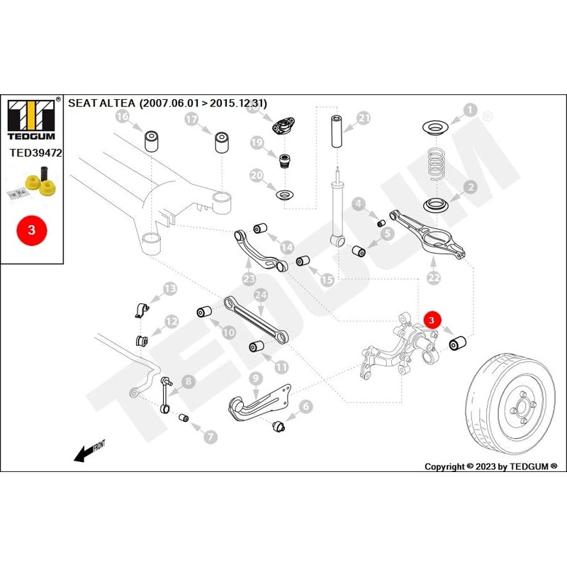 TEDGUM TED39472 POLYURETHANE BUSHING REAR LOWER CONTROL ARM (OUTER)