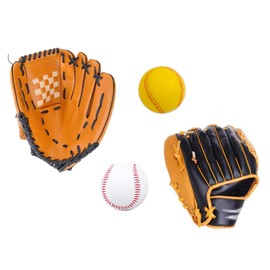 Forbestly Parent and Child Catch Ball Glove Set with Soft Ball, Softball Glove Set, Soft Artificial Leather, Easy Handling, Right Throw, Catcher Ball, Practice, Baseball Mitt, Shock Absorption, Catcher Mitt, Elementary School, Adult, Training, Leisure, Fummily Sports