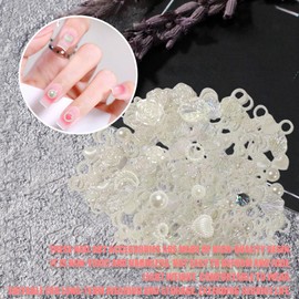 Nail Parts, Approximately 200 Pieces, 3D 3D Stereoscopic Stars, Flowers, Hearts, Ribbons, Nail Parts, Pearl, Clear, Aurora, Butterfly, Shell, Large, Nail Art, Decorative Parts, Jewelry Parts, Random