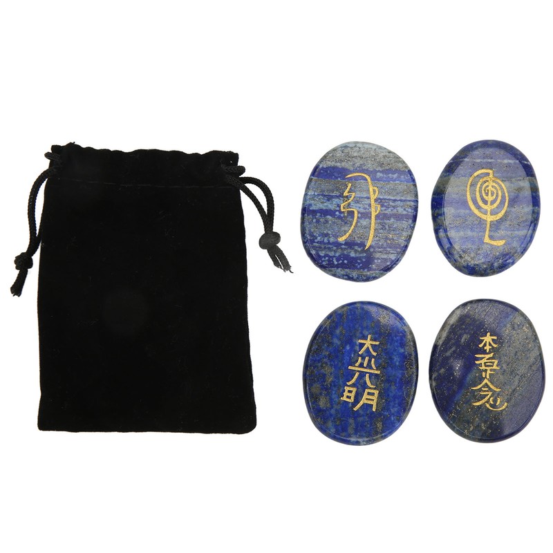 4Pcs Reiki Symbols Stones Smoother Surfaces Engraved Reiki Stones for