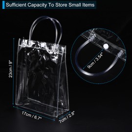 PATIKIL 25 Pack Clear PVC Gift Bags, 9" x 6.7" x 2.8" Reusable Mini Transparent Plastic Gift Wrap Tote Bag with Handles for Shopping Party Wedding