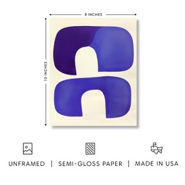 HAUS AND HUES Modern Abstract Wall Art - Blue and Green Living Room Art, Modern Artwork for Walls, Minimalist Picture for Living Room(Blue Tribal Shapes, Unframed, 8x10)