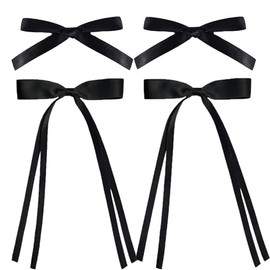 SALOCY Ribbon Hair Bows for Women Girls,4 PCS Hair Ribbon Hair Bows Clips for Women Hair DIY Design,Black