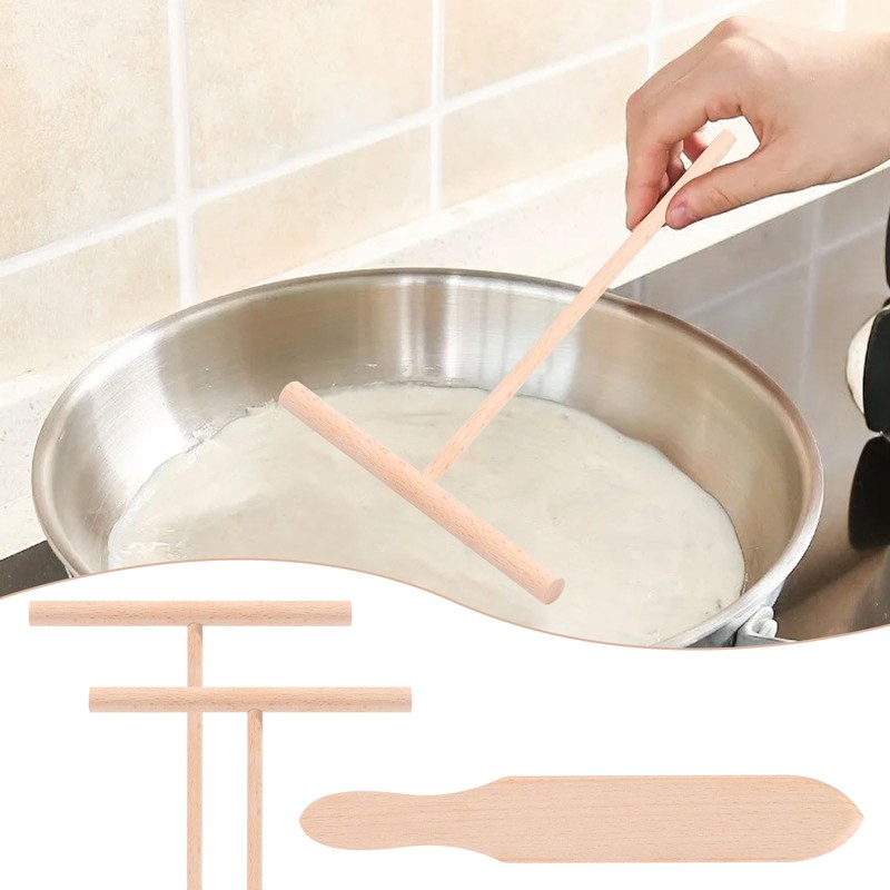 Mayoii 3pcs Crepe Spreader Set Beech Hard Durable Crepe Maker
