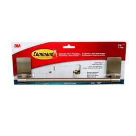 Command Hand Towel Bar, Satin Nickel, 1-Towel Bar, 4-Water-Resistant Strips, Organize Damage-Free