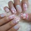 Pink Star Handmade Nail Tips - Short Oval / 핑크