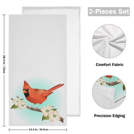 Pfrewn Red Cardinal Bird and Dogwood Hand Towels Set of 2 Bathroom Towel 16x30 in Soft Absorbent Guest Bath Towel Kitchen Dish Towel Spa Home Bathroom Decorations
