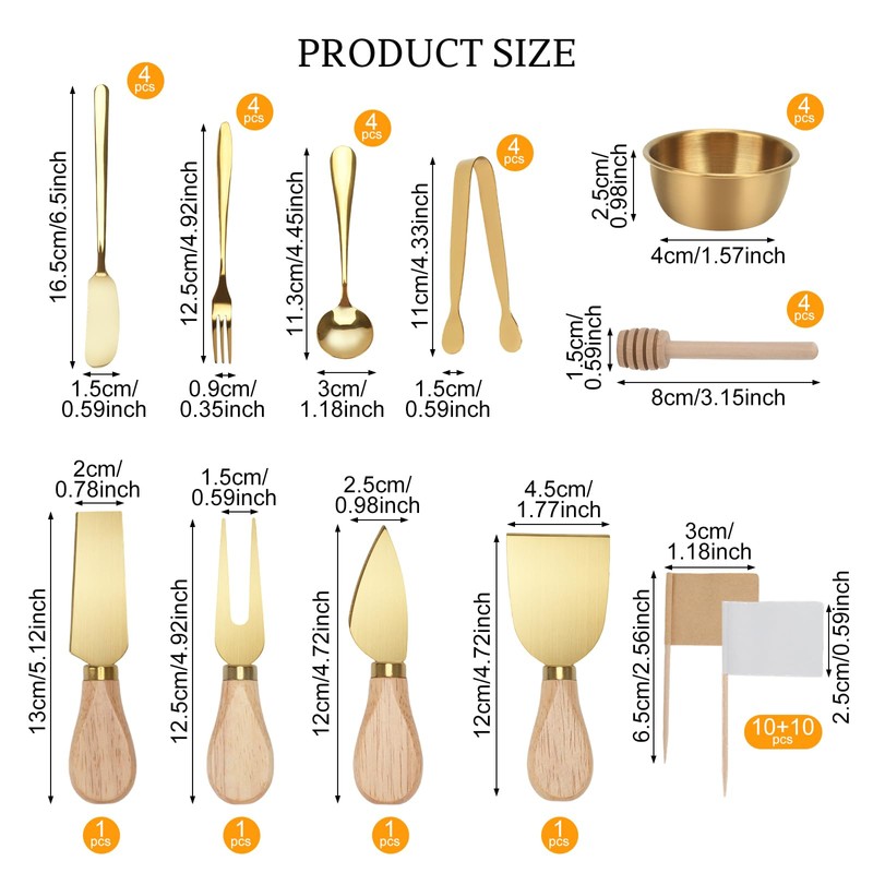 Golden Charcuterie Boards Accessories Butter Spreader Knives Set, 48 Pcs