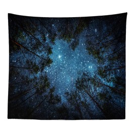 Llamazing Forest Tapestry Home Decor Landscape Tapestry Living Room Bedroom Decoration Tapestry Magic Tapestry Curtain (Looking Up at The Stars, 90.5''L×70.8''W)