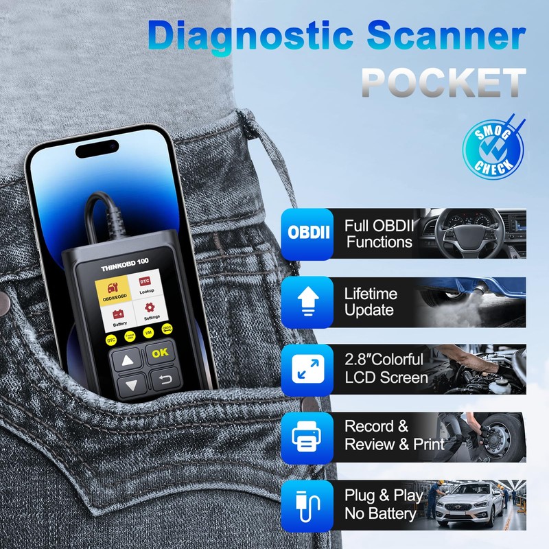 THINKCAR OBD100 Universal Car Engine OBD2 Code Reader, Full OBD2