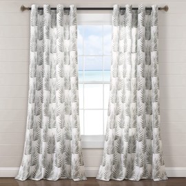 Lush Decor Palm Lane Window Curtain Panel Pair, 84" L x 52" W, Gray