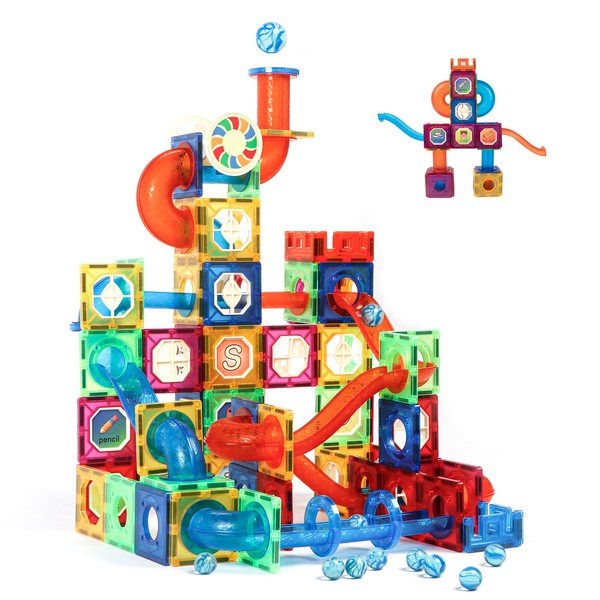 MAGBLOCK Magnetic Tiles 176Pcs Marble Run Children's Educational Toys for