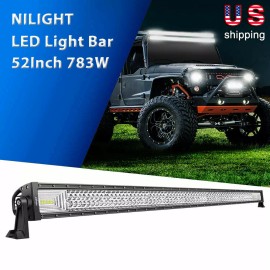 Niight Nilight 52In 738W LED Light Bar Triple Row Combo Offroad Driving Lights ATV 4WD