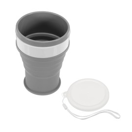 PATIKIL Collapsible Cup, 350mL Travel Folding Cup Silicone Portable Drinking Cup for Camping Hiking Outdoors, Gray