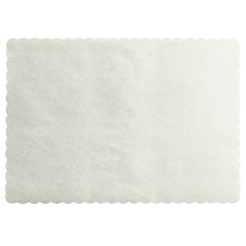 Choice 50 Choice 10" x 14" Gray Colored Paper Placemat with Scalloped Edge