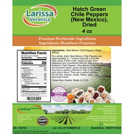 Hatch Green Chile Peppers (New Mexico), Dried (4 oz, ZIN: 526725) - 2 Pack