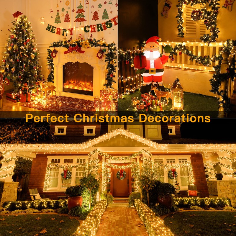 Ollny Outdoor String Lights Waterproof, 400LED 132ft Warm White Fairy
