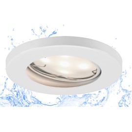 Trango® Set of 3 IP44 Recessed Lighting Round LED Module with 3x 6 W Dimmable Only 3 cm Depth Bathroom TG6729IP-036MO Weiß