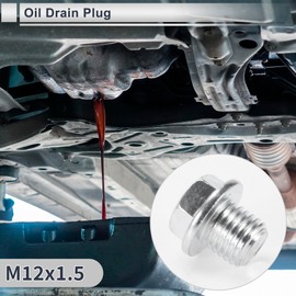 RATCHROLL 1 Set Universal Oil Drain Plug Anti Leakage 0.73" Height Oil Pan Drain Bolt Screw Thread Repair with Gasket Silver Tone Steel Aluminum M12x1.5