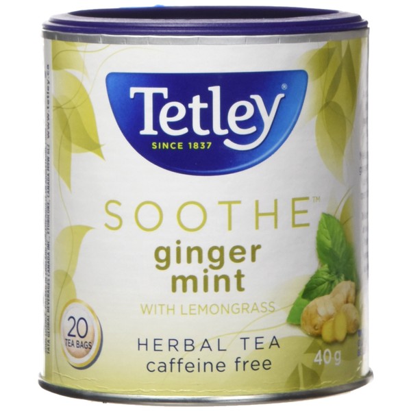 Tetley Soothe GingerMint With Lemongrass Herbal Tea Caffeine Free 20 Tea Bags