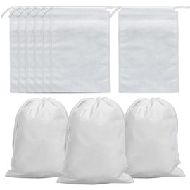 Non-woven Fabric Drawstring Storage Bags, 10 Pieces, Multiple Sizes, Wrapping Bag, Storage Bag, Protective Bag, Shoe Bag, For Storing Bags, Shoes, Clothes, Dust Protection, Small Items, white color
