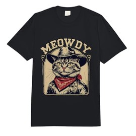 Meowdy Country Music Vintage Girls Funny Western Cowboy Cat Comfort Colors Adult Heavyweight T-Shirt