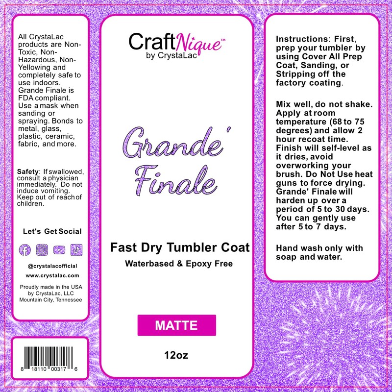 CrystaLac Grande Finale Tumbler Coat (Matte, 12oz) 2.0