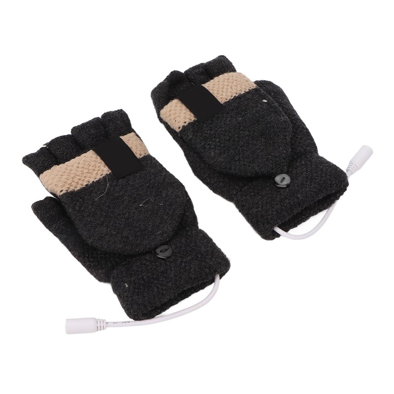 USB Heated Gloves Full and Half Fingers Washable Knitting Electric