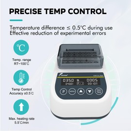 LABFISH Mini Heating Digital Dry Bath Incubator Laboratory Thermostatic Heater,Programmable Timer | Dry Block Incubator with 0.5ml*24 Centrifuge Tubes Block