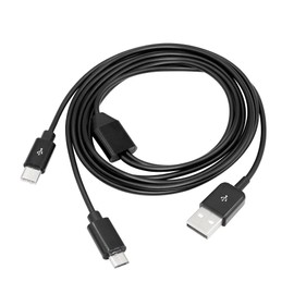 RIIEYOCA Multi Charging Cable, 2 in 1 USB 2.0 A to USB Type C and Micro USB Charging Cable Cord,Power up to 2 Devices at Once from a Single USB Port,1M(Black)