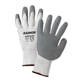 Radnor Large White Premium Foam Nitrile Palm Coated Work Glove With 15 Gauge Seamless Nylon Liner And Knit Wrist