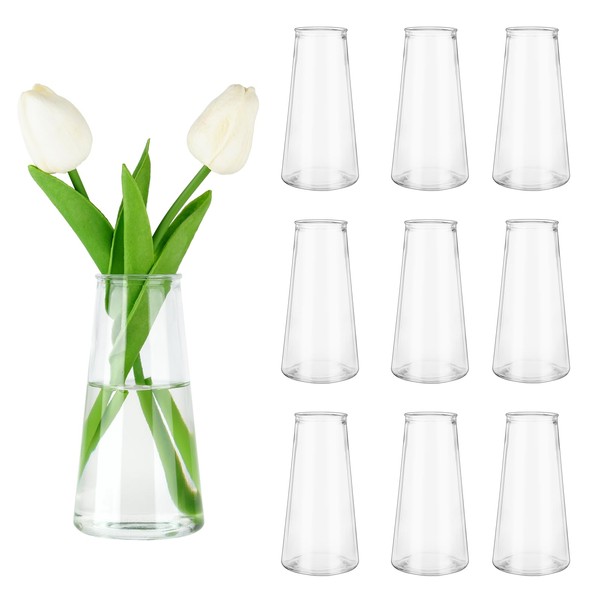 VIVIRENOIR Glass Bud Vases for Centerpieces, Small Flower Vase in