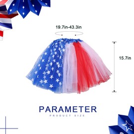 Nicute 4th of July Tutu Skirt for Women Red White Blue Skirt USA Flag Patriotic Costume Independence Day (Rainbow Blue)
