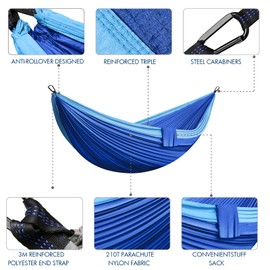 Hammock Outdoor Camping Hammocks 2 People 300 x 200 cm Ultralight Portable Travel Hammock up to 300 kg Load Capacity Garden Beach Double Hammock Nylon Breathable Hammock